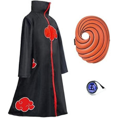 KULTŪRAS BALLĪTE Akatsuki Cape, Itachi Cosplay kostīms bērniem un pieaugušajiem, Akatsuki kostīmu komplekts ar Akatsuki halāta gredzenu, Uchiha Obito maska, Helovīns, Anime, Cosplay, grezna kleita