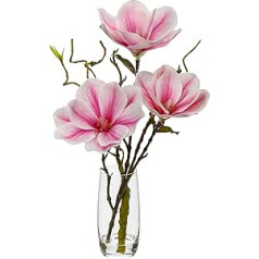 Oairse mākslīgais augs Magnolija Mākslīgie ziedi stikla vāzē ar mākslīgo ūdeni Mākslīgie ziedi Mākslīgie ziedi kā īsti ar īstiem pieskāriena ziediem Galda noformējums palodzes noformējums