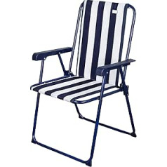 AKTIVE 62614 62614 Folding Chair Fixed Stripes Seafaring Garden 53 x 47 x 85 cm Steel Tube + Terylene Blue / White 53 x 48 x 85 cm