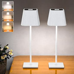 TRUMPETS LED galda lampa bezvadu pieskāriena aptumšojama 3 krāsu temperatūra 4800 mAh Nakts lampa Baterijas galda lampa Uzlādējams metāla materiāls āra naktsgaldiņam ēdamgalda rakstāmgaldam (balts, iepakojumā 2)