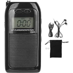 K-605 kabatas radio, FM/SW/MW digitālās noskaņošanas tranzistoru radio uztvērējs LCD displejs ar austiņām Portatīvs personīgais mini MP3 atskaņotājs pastaigu skriešanas treniņiem