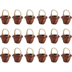 Cabilock Pack of 20 Mini Wicker Fabric Baskets with Handles Fabric Flower Basket Dollhouse Picnic Basket Small for Celebrations Garden Micro Landscape