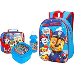 Paw Patrol četrdaļīgs komplekts — bērnu mugursoma, izolēta pusdienu soma, sviestmaižu konteiners un sporta pudele — labākais komplekts bērniem atpakaļ uz skolu un pusdienu kastīti, daudzkrāsains, viena izmēra, daudzkrāsains