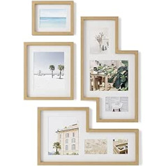 Umbra Mingle Gallery Picture Frame Set and Photo Collage 4-Piece for 10 x 10 cm, 13 x 18 cm, 20 x 25 cm Pictures, Natural