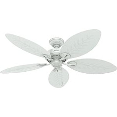 HUNTER Fan Bayview Ceiling Fan 137 cm for Indoor and Outdoor Use with Pull Chain, 5 Interchangeable Blades in White, Ideal for Summer and Winter, Model 24996