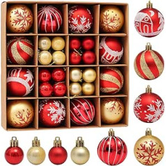 LIAMERHE Christmas Tree Decoration Set of 42 Christmas Baubles Tree Decoration Christmas Tree Decoration Shatterproof Christmas Tree Baubles Christmas Tree Decoration for Christmas Wedding Party (Red