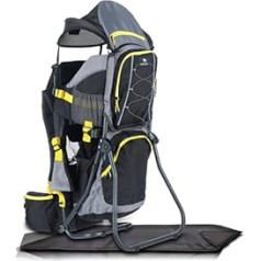 DROMADER Baby Carrier, Children up to 48.5 lbs, Comfortable for Parents, Practical Pockets, with Side Mirror, Hiking Backpack for Toddlers, with Rain Cover and Sun Protection (Black and Yellow)