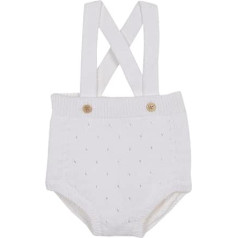 Gocco Unisex-Baby BOMBACHO DE Punto Con TIRANTES Blanco Bermuda, Blanco roto,