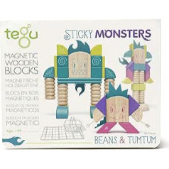 Tegu Sticky Monsters BEANS & TUMTUM Magnētiskais koka bloku komplekts - 30 gab.