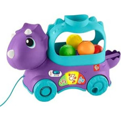 Fisher-Price HNR50 zīdaiņu, toddler dinozauru bumbiņu velkamā rotaļlieta ar viedajiem posmiem Lielbritānijā, versija Poppin' Triceratops dinozauru bumba