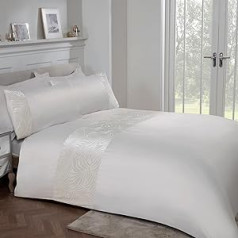 Sleepdown Floral Velvet Ivory Cream Luxury, mīksts viegli kopjams segas pārvalks gultas veļas komplekts ar spilvendrānām, viens (135x200 cm) poliesters