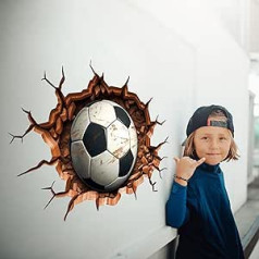 Decords 3D futbola sienas uzlīmes — augstākās klases futbola uzlīmes zēniem, padariet savu telpu gaišāku ar futbola sienas mākslu, futbola mākslu, vinila sienas uzlīmi — 21 x 15 collas