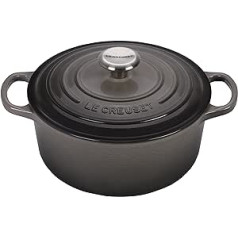 Le Creuset Signature čuguna kastrolis ar vāku, diametrs 24 cm, apaļš, piemērots visu veidu plīts virsmām un indukcijas plīts virsmām, tilpums: 4,2 l, 4,305 kg, krama, 21177244442430