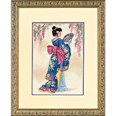 Izmēri Zelta kolekcija – Kreuzstich-Set mit Zahlenangaben – Elegant Geisha – 06953 – Handarbeit für Erwachsene – Aida-Stoff (Fadenzahl 18) – 13 x 18 cm