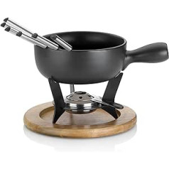 kela Käsefondue-Set Country Keramik schwarz 21cm 22cmØ, 22x22x21 cm