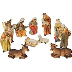 Riffelmacher 78462 Nativity Figures, Set of 11, Size 8 - 11 cm, Polyresin, Nativity Scene, Stable, Decoration, Christmas, Advent