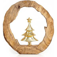 Logbuch-Verlag Christmas Tree Wood & Metal Brown Gold 22 cm - Christmas Tree Figure Christmas Decoration to Stand Up