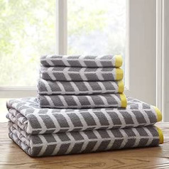 Intelligent Design - Nadia Quick Dry, Premium Absorbent Chevron Cotton Towels Bad/Vannas istabas komplekts - Īpaši mīksts vannas istabas dvieļu komplekts - pelēks - 6 Piece Set inkl. 2 Duschtücher 4 Handtücher