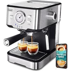 Gevi espresso automāts, espresso automāts ar piena putotāja tvaika zizli, kompaktie espresso super automātiskie espresso aparāti mājas kapučīno pagatavošanai, latte