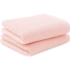 PiccoCasa komplekts ar 2 rozā rievotiem dvieļiem vannas istabai 33 x 73 cm 100% kokvilna Soft Absorbent Soft Feel Ātri žūstoši dvieļi Viesnīcas spa dvielis sejas dvielis