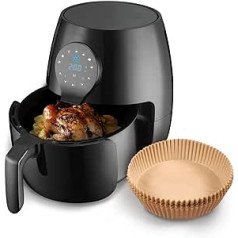 Avilia Air Fryer 7,5 litru iepakojums ar 50 bezmaksas cepamo papīru — enerģiju taupoša gaisa cepeškrāsns ar LED displeja funkcijām, viegli tīrāms grozs, 1600 W