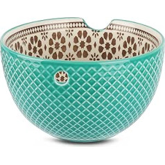 Aeelike Blue Handmade Ceramic Yarn Bowl, Portable Ceramic Yarn Bowl Holder Round with Holes, Large Wool Bowl Yarn Bowl Storage for Knitting Crochet Accessories Gifts, 15.5 x 9.5 cm
