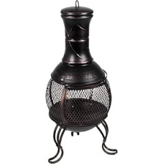 Home Discount® Black and Antique Gold Tērauda terases sildītājs Dārza kamīns BBQ