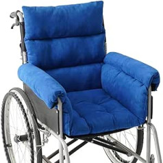 JiangDing Wheelchair Cushion with Back and Side Panel, Ouding Comfort Cushion Seat Cushion for Wheelchair, Office Chair, Dining Room Chairs, Sofa, Garden Bench, Anti-Bedsores, Blue