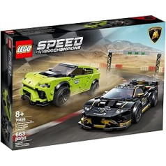 LEGO 76899 Speed Champions Lamborghini Urus ST-X un Lamborghini Huracán Super Trofeo EVO sacīkšu automašīnu komplekts