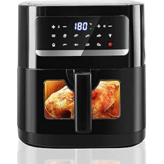 Emphsism Airfryer XXL 7L 1700W with Digital LED Touch Screen, 10 Programmes, Deep Fryer Hot Air Without Grease, Heating Function and Built-in Lighting