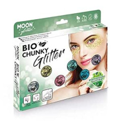 Moon Glitter Биоразлагаемые экологические блестки Moon Glitter — 100% косметические органические блестки для лица, тела, ногтей, волос и губ — 3 г — бок