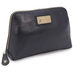 CATWALK COLLECTION HANDBAGS - Vintage Leather Cosmetic Bag / Toiletry Bag / Makeup Bag for Handbag - EMMALeder, black, Cosmetic bag