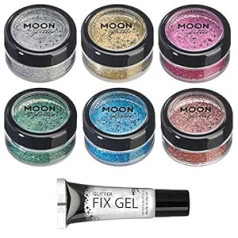 Moon Glitter Шейкер с голографическими блестками Moon Glitter — 100% косметические блестки для лица, тела, ногтей, волос и губ — 5 г — набор из 6 цветов