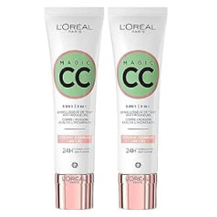 L'oréal Paris Magic CC Cream 24H Увлажняющий зеленый крем против покраснений 5-в-1 Универсальный оттенок Стойкий эффект бархатистой кожи — 2 флакона по 30 