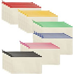 YAYODS 30gab Lina kosmētikas maisiņi ar rāvējslēdzēju, Lina kosmētikas somiņas ar daudzkrāsainiem rāvējslēdzējiem, krāsaina audekla kosmētikas soma ar daudzkrāsainiem rāvējslēdzējiem
