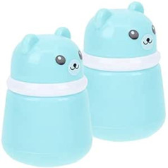 Popetpop Pack of 2 Bear Powder Puff Box Pulvera Puff Kastītes Pūkainās pūdera kastītes Aplauzuma Puffs Baby Power Case Loose Powder Puff Dust Pulveris Ķermeņa pūderis Travel Size Portable Child Synthetic Sponge