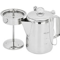 1.2L Outdoor 9 Cups Stainless Steel Percolator Coffee Pot Coffee Maker for Camping Home Kitchen