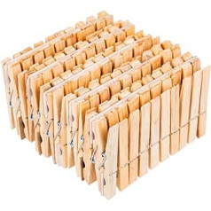 Invero Pack of 100 Wooden Clothes Pegs - Natural Birch Wood Clothes Pegs, Rust and Moisture Resistant, Durable Wooden Clothes Pins Ideal for Laundry on Clothesline, Crafts, Photos