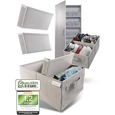 Cabinet & Drawer Organiser [Removable Partitions] 30 x 23 x 14 cm, Set of 2, Grey, Foldable Storage Boxes, Wardrobe Organiser System, for Clothes, Trousers, Underwear, Lego etc.