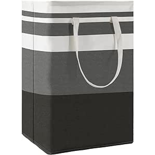 Maxsilan 80L Freestanding Large Foldable Storage Laundry Baskets, Collapsible Laundry Bag, Colour Gradient Grey, Disposable