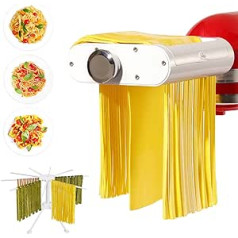 Antree 3 in 1 Roller and Cutter Attachment Set for KitchenAid Stand Mixer, Includes Pasta Tray Roller, Spaghetti, Fettuccine Cutter Maker, Accessories and Cleaning Brush and Pasta Drying Rack