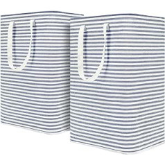 DOKEHOM 80L [2 iepakojumā] Brīvi stāvoši salokāmi glabāšanas veļas grozi, kokvilnas (zils) vienreizlietojami