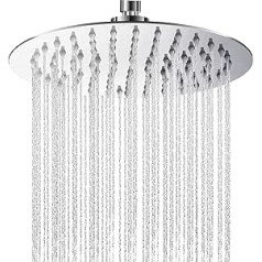 10 Inch Rain Shower Head, 304 Stainless Steel Rain Shower Head, Adjustable Shower Head with Anti-Limescale Nozzles, Water-Saving Shower Head, Round Built-in Shower Heads with Polished Mirror Effect
