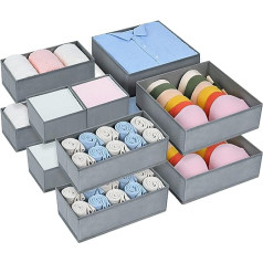 DIMJ 12 Drawer Organiser System Drawers Organiser, Foldable Storage Box Fabric, Underwear Organiser, Wardrobe Organiser for Clothes, Bras, Socks, Ties