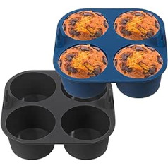 webake Liela mafinu veidne karstā gaisa ceptuvei, iepakojums 2, 8 cm, gaisa cepeškrāsns Silikona mafinu veidne, Airfryer cepšanas veidne, smalkmaizīšu cepumi Cupcake cepumi kēksiem, kūkas, pudiņš