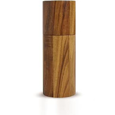 AdHoc Acacia Pepper or Salt Mill Small Wood Acacia Wood Natural Ceramic Mechanism Diameter 5 cm Height 14 cm (H No.