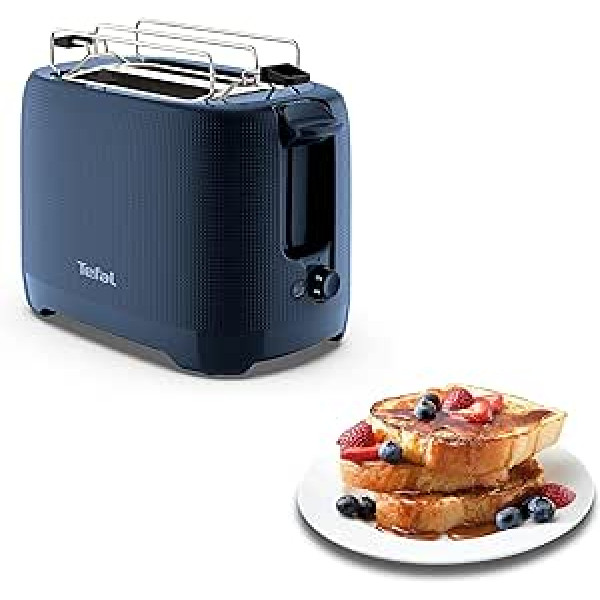 Tefal TT2M14 Morning Toaster, Double Slot, Elegant Design, Bread Attachment for Warming, 7 Browning Levels, Extra Wide Slots, Stop Function, Wanted Blue