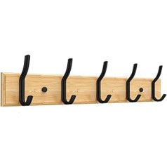 Anjuer Clothes Hanger Clothes Rack 5 Hooks Heavy Duty Clothes Hat Holder Bamboo Board Black Hook