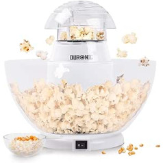 Duronic POP50 WE Popcorn Machine | Hot Air Without Fat & Oil | 1200 Watt | Includes Measuring Cup | For 50 g Corn | Removable Bowl | Oil-Free Popcorn | Low Calorie | White