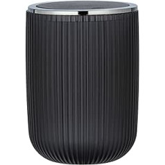 WENKO Agropoli S Swing Top Bin, Grey, 2 Litres, Bathroom Bin with Lid, Waste Bin Made of High-Quality Plastic with Plastic Shape and Frosted Surface, Diameter 14.5 x 20 cm